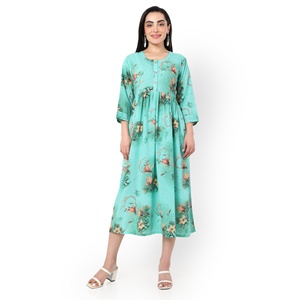 ARABIC ELEGANT FLORAL PRINTED FRONT BUTTONED STYLISH CASUAL <b>KAFTAN</b> JALABIYA ABAYAS DRESSES - Product Image 4