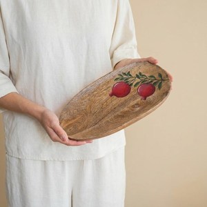 Wooden Eco-Friendly Reusable Serving <b>Platter</b> with Hand painting Rustic Multi-Purpose Tableware by Curio Craft - Product Image 5