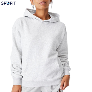 Ensemble jogging personnalisé pour femme en molleton de coton, sweat-shirt oversize à col rond avec poche, streetwear d'hiver - Product Image 6