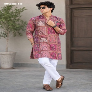 Buen Precio, Conjunto de Kurta-Polo para Hombre con Hilo Dorado Posicional y Lentejuelas con Estampado Digital, Proveedor Mundial - Product Image 1