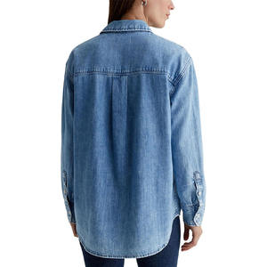 Camisa vaquera de algodón vintage de la mejor calidad, con texto personalizado, estampada de alta calidad, diseño adecuado de fábrica, camisa vaquera para mujer - Product Image 3