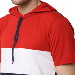 Ensemble t-shirt et short pour homme à capuche avec design color block, prix avantageux pour les acheteurs en gros, design décontracté, service OEM. - Product Image 4