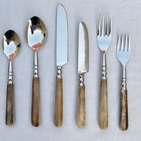 Ensemble de couverts de luxe au design créatif, style américain, écologique, en acier inoxydable 18/8, manche en résine classique, polissage miroir durable