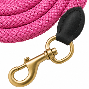 Premium <b>Braided</b> Leather PP Horse Lead Rope Brass Snap Durable Soft Poly Training Halter Lead Equestrian Stable Tack <b>Pink</b> 2M - Product Image 2