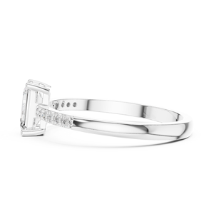 Bague de fiançailles en moissanite taille émeraude, en argent sterling 925, avec pavé de diamants, bijoux fins sur mesure, fabricant de bagues de mariage - Product Image 4