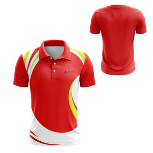 เสื้อยืดกีฬาสำหรับผู้ชาย ระดับพรีเมียม 100% โพลีเอสเตอร์ ระบายอากาศได้ดี เป็นมิตรกับสิ่งแวดล้อม ทรงเข้ารูป สีแดง ขาว เหลือง แขนสั้น - Product Image 3