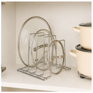 Wholesale Durable Chrome Plated Metal <b>Pot</b> Lid Organizer Rack High Quality Kitchen Storage <b>Stand</b> for Pan Covers Organizer - Product Image 3