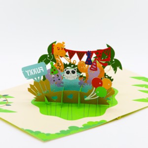 Carte pop-up 3D amusante, collection sur le thème des animaux colorés, cartes de vœux 3D, cartes de vœux faites à la main, artisanat en papier - Product Image 3