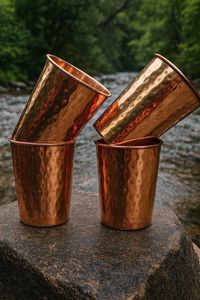 Copper Hammered Straight Cup For Drinking Water Kitchen Use - Product Image 6