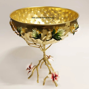 White Color Powder Coated Round <b>Top</b> Bowl With Silver <b>Shiny</b> Polished Human Designer Base Stand From India In Impressive Price - Product Image 3