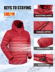 <b>Men's</b> Lightweight Packable Waterproof Winter Hooded Down Coat with 100% Down Filling Casual Storage <b>Pouch</b> - Product Image 5