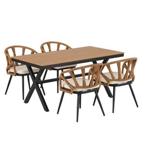 Set da Giardino Contemporaneo U_Style con Sedie in Rattan PE e Tavolo in Legno Plastico per Giardini e Prati - Product Image 2