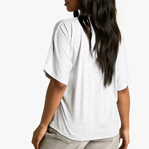 Camiseta de Verano Casual de Punto para Mujer, Camiseta de Algodón de Manga Corta con Cuello Redondo, Ajuste Holgado Cómodo y Moderno - Product Image 2