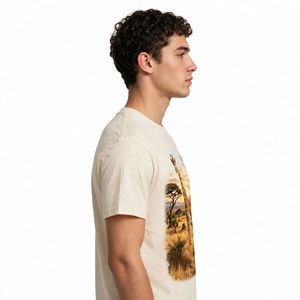 NEXTEX Unisex <b>Giraffe</b> Savanna <b>T</b> <b>Shirt</b> Cream Soft Cotton Jersey Crew Neck Casual Tee - Product Image 2