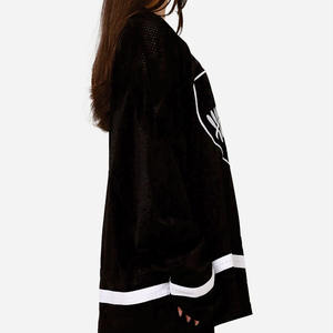 Oversized mesh streetwear jersey unisex ademende lange mouw American football jersey logo design private label groothandel OEM - Product Image 6