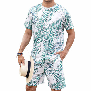 Ensemble T-shirt et short surdimensionné pour homme, 100% polyester, imprimé numérique, streetwear d'été, tenue deux pièces, étiquette privée personnalisée - Product Image 1
