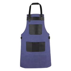 Tablier en toile robuste avec poches, logo personnalisé, sangle de cou en cuir réglable, attaches dorsales, uniforme professionnel pour barman - Product Image 2