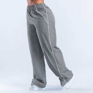 Custom Grey <b>Women</b> Wide Leg Sweatpants Side Seam Piping Sporty Relaxed Fit <b>Lounge</b> <b>Pants</b> Wholesale Apparel USA UK EU Buyers B2B - Product Image 1