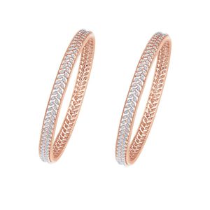 กำไลข้อมือทรงเชฟรอนประดับเพชรเพาะเลี้ยงสีโรสโกลด์แบบบาง - Product Image 3