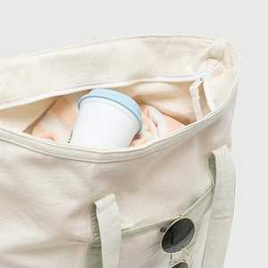 กระเป๋าช้อปปิ้งผ้าแคนวาสพิมพ์โลโก้ตามสั่ง กระเป๋าใส่ของใช้ซ้ำได้ กระเป๋าถือสำหรับใช้ในชีวิตประจำวัน กระเป๋าผ้าแคนวาสอย่างดีสำหรับไปทะเล มีซิป - Product Image 4