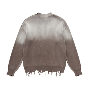 Men's Ripped Knitted <b>Pullover</b> <b>Sweater</b> Solid Color Long Sleeve Crew Neck Winter Wear Polyester/Cotton Slight Stretch - Product Image 1