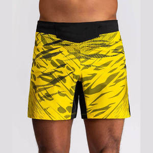 Men's Yellow Printed MMA Shorts Quick Dry Regular Fit Adult Size Mixed Martial Arts Wear - Product Image 5