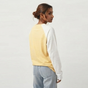 เสื้อยืดแขนยาวทรงโอเวอร์ไซส์ คอกลม แขนเสื้อแบบแร็กแลน เสื้อยืดผู้หญิง ผ้าฝ้ายถัก 100% เสื้อลำลองผู้หญิง - Product Image 5