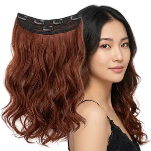 Perruque longue bouclée rougeâtre en cheveux indiens Remy, sans colle, avec base en soie élastique, texture ondulée naturelle, densité 100 %, longueur personnalisable - Product Image 5