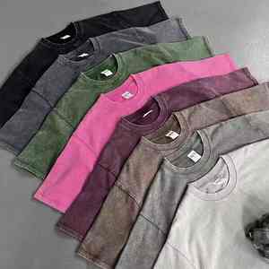 Camiseta de Marca para Hombre, 2025, Estilo Vintage, Lavada y Desgastada, de Manga Corta, Tejida, 100% Algodón - Product Image 4