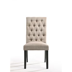 Set di 2 sedie Morland in lino color tan e finitura nera vintage, eleganti sedie da pranzo - Product Image 1