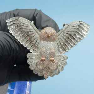 Colgante de Búho Volador de Lujo, Estilo Hip Hop, Plata 925, con Incrustaciones de Diamantes, Joyería Espiritual de Animales, Colgante de Búho Águila - Product Image 3