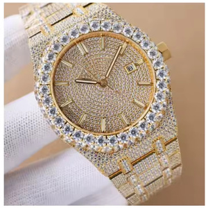 Montre-bracelet de luxe pour homme en quartz sertie de diamants Moissanite, style Iced Out - Product Image 1