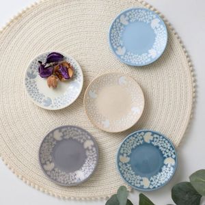 LINTU 100 assiettes rondes en céramique, motif oiseaux et plantes, mini assiette mignonne et jolie - Product Image 1