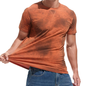 Silk/Cotton Sublimation Front Logo Men's Short Sleeve Eco-Friendly Breathable Fitness Gym Quick Dry T-Shirt Custom OEM - Product Image 3