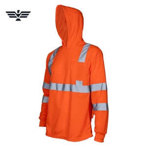 Custom Hi Vis Polyester Breathable Long Sleeve Safety Hoodie Reflective Tape <b>Work</b> Shirt <b>Construction</b> PPE OEM Manufacturer - Product Image 2