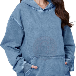 Sudadera con Capucha Oversize para Mujer, Lavado Ácido, Felpa de Algodón Grueso, Acabado Desgastado Vintage para Moda Urbana Moderna - Product Image 5