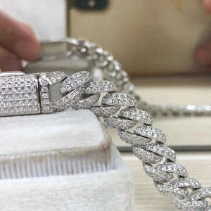 Pulsera de Eslabones Cubanos Miami de 10 mm, Plata de Ley 925 con Baño de Rodio, Diamantes de Moissanita VVS, Estilo Hip Hop Iced Out, Regalo para Hombre - Product Image 2