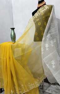 Nuevo exclusivo Deshi Dhakai Jamdani Sharee de alta calidad para mujeres JAMDANI FABRIC Blue RED GREEN Golden Sky Blue de Bangladesh - Product Image 6