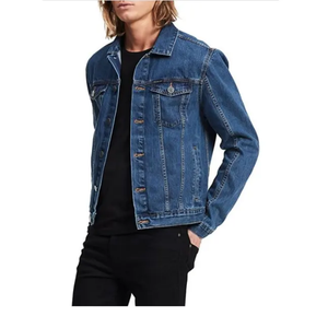 Veste en jean pour homme, couleur unie noir et bleu, design 2026, coupe ajustée, veste de marque élégante pour homme, veste en jean de qualité - Product Image 3