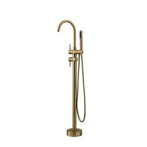 Rubinetto Monocomando per Vasca da Bagno Freestanding e Doccetta a Mano, Montaggio a Pavimento (Oro Spazzolato) - Product Image 3