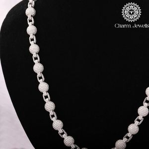 สร้อยคอ Charm_Jewells แบบ unisex ประดับเพชรโมอิสซาไนต์ทรง Brilliant Cut พร้อมสายแบบ Ball Chain เงินแท้ 925 ชุบทอง 14K สไตล์หรูหรา ฮิปฮอป ได้รับการรับรองจาก IGI - Product Image 5