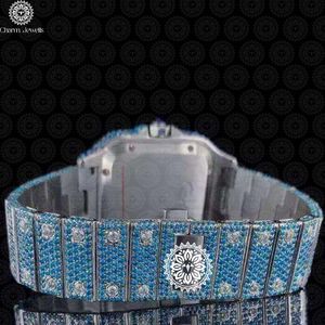 Charm Jewells – montre de luxe pour femmes, boîtier rectangulaire, cristal saphir, quartz analogique, 38mm, pierres précieuses, bracelet, fermoir papillon - Product Image 4