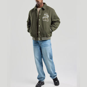 OEM Custom Men's Hooded <b>Winter</b> <b>Quilted</b> Varsity Jacket with Canvas Fabric Embroidered Patches Custom Logo - Product Image 6
