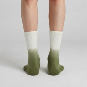 Dark Green <b>White</b> Tie Dye Crew <b>Socks</b> with Embroidered Logo Casual Streetwear Fashion Knit Hosiery - Product Image 2