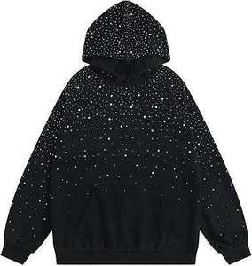 Premium All Over Rhinestone Hoodie Custom Heavyweight <b>Thick</b> <b>Fleece</b> Cotton Hoodie for Men Women Loose Fit Diamond Streetwear - Product Image 5