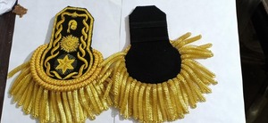 Custom Gold Embroidered <b>Sew</b>-On Badge Patch with Star Pattern & Fringe Fabric Applique for Uniforms, Garments, Jackets & Caps - Product Image 6