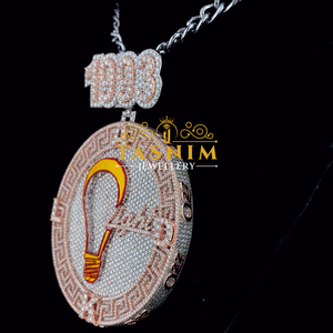 Pendentif Ampoule Émaillée 1993 Moissanite Iced Out Or Rose Hip Hop Ape Shopping Bag SD Topper Micro Sertie Collier Breloque Homme - Product Image 5
