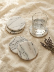 Posavasos de Mármol de la Mejor Calidad para Bebidas con Acabado Pulido Premium, Diseño Protector de Mesa Redonda para Cocina y Hogar en Venta - Product Image 4