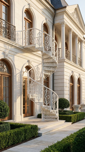 Escalier en colimaçon en fonte de qualité supérieure, durable, avec garde-corps en fer forgé, design traditionnel, assemblage modulaire, pour extérieur, hall, sous-sol, villa - Product Image 5