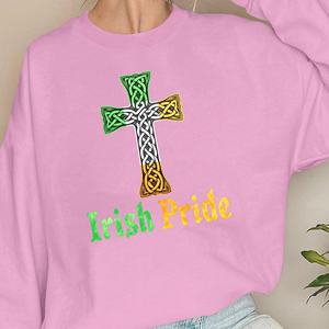 Sudaderas Casuales de Punto con Estampado de Cruz Celta de Orgullo Irlandés para Mujer - Product Image 4